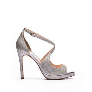 Sandalo Emily in Glitter Argento con plateau e tacco 110mm