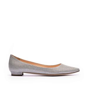 Ballerina Gemma Flat in Glossy Argento