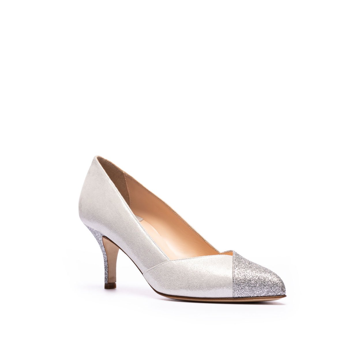 Décolleté Vivette Pump in Glitter Argento/Alba Bianco Seta tacco 60mm - immagine 3