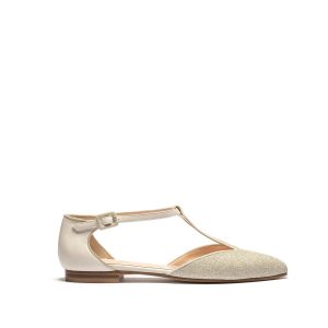 Ballerina T-bar neutro in Glitter Ice flat