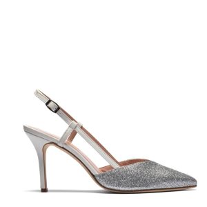 Sandalo Sophia in Glitter Argento e Nappa Bianco tacco 90mm
