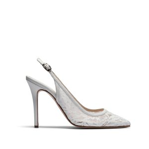 Sandalo Viola Chanel in Nappa e Pizzo Bianco tacco 100mm