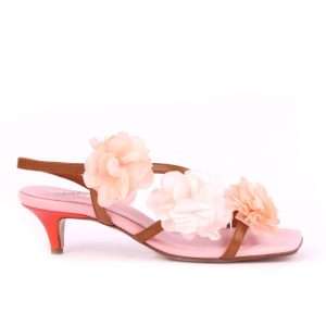 Sandalo in pelle multicolor con applicazione fiori Q7SI50