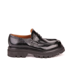 Mocassino platform in pelle color nero P0B100