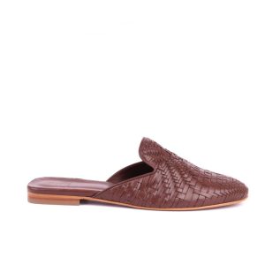 Sabot in nappa intrecciata color moro P5R4