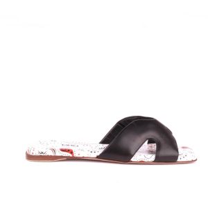 Sandalo in pelle multicolor con fascia color nero P5ZX1